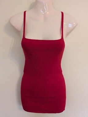 Twin Set Simona Barbieri Red Ribbed Knit Tank Top Small